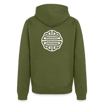 Celtic Knot - Unisex Premium Organic Zip Hoodie - khaki - Back - Nico (187cm)