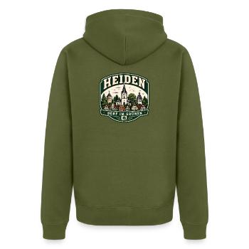 Heiden – Dorf im Grünen - Unisex Premium Bio Zip Hoodie - Khaki - Hinten - Nico (187cm)