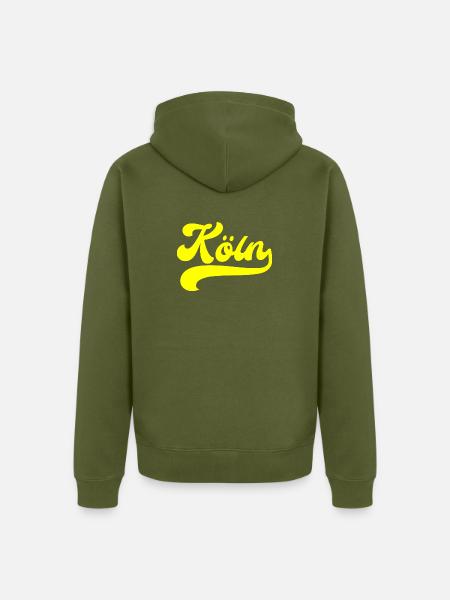 Köln gelber Schriftzug - Unisex Premium Bio Zip Hoodie - Khaki