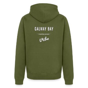 Galway Bay is a real vibe saying - Unisex Premium Organic Zip Hoodie - khaki - Back - Nico (187cm)