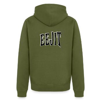 EEJIT – Irish Slang Design - Unisex Premium Bio Zip Hoodie - Khaki - Hinten - Nico (187cm)