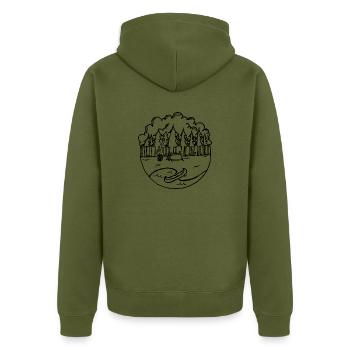 Forêt, Tente, Canoë & Feu de camp - Veste à capuche bio Premium Unisexe - kaki - Dos - Nico (187cm)