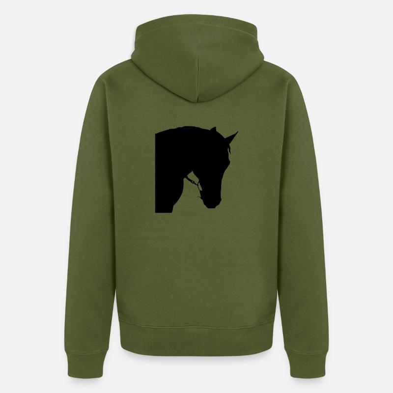 Tête de cheval 6 - Veste à capuche bio Premium Unisexe - kaki