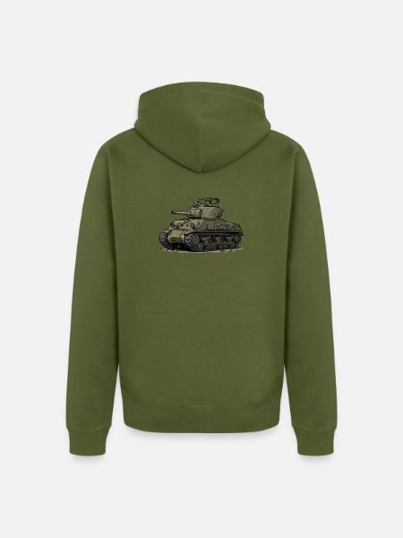 Sherman Panzer Cartoon Illustration | RCCX - Unisex Premium Bio Zip Hoodie - Khaki
