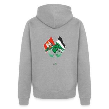 Hannover - Flagge zeigen - Unisex Premium Bio Zip Hoodie - Grau meliert - Hinten - Nico (187cm)
