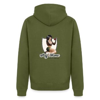 Lotsen-Mädchen-Pine nach oben - Unisex Premium Bio Zip Hoodie - Khaki - Hinten - Nico (187cm)