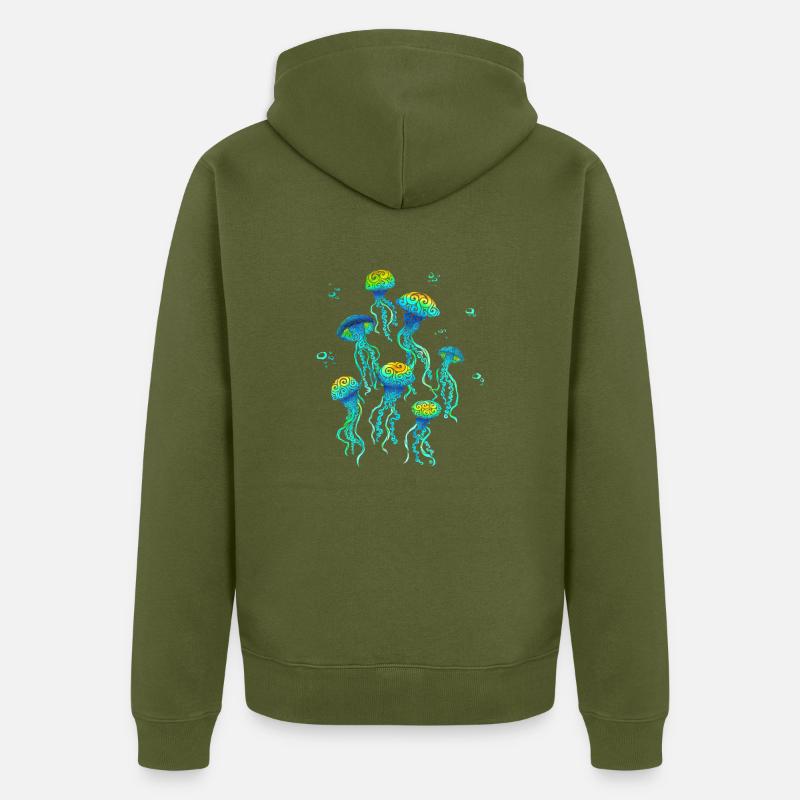 Méduse Swirly - Veste à capuche bio Premium Unisexe - kaki