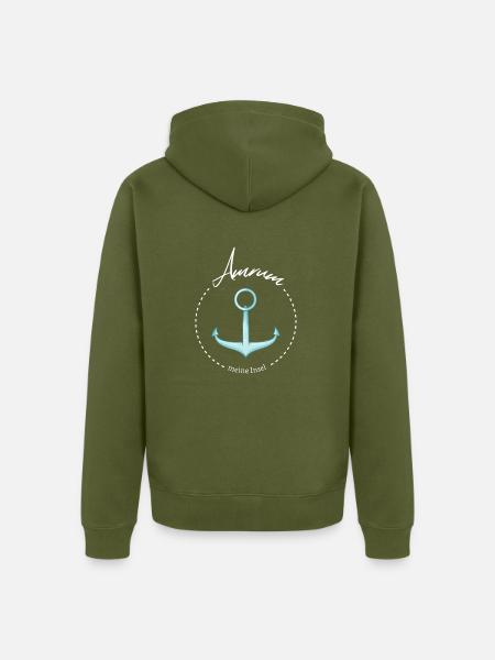Amrum meine Insel cooler Spruch mit Anker Meer - Unisex Premium Bio Zip Hoodie - Khaki
