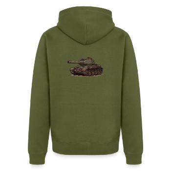 T-34 Cartoon Tank Illustration RCCX - Unisex Premium Organic Zip Hoodie - khaki - Back - Nico (187cm)