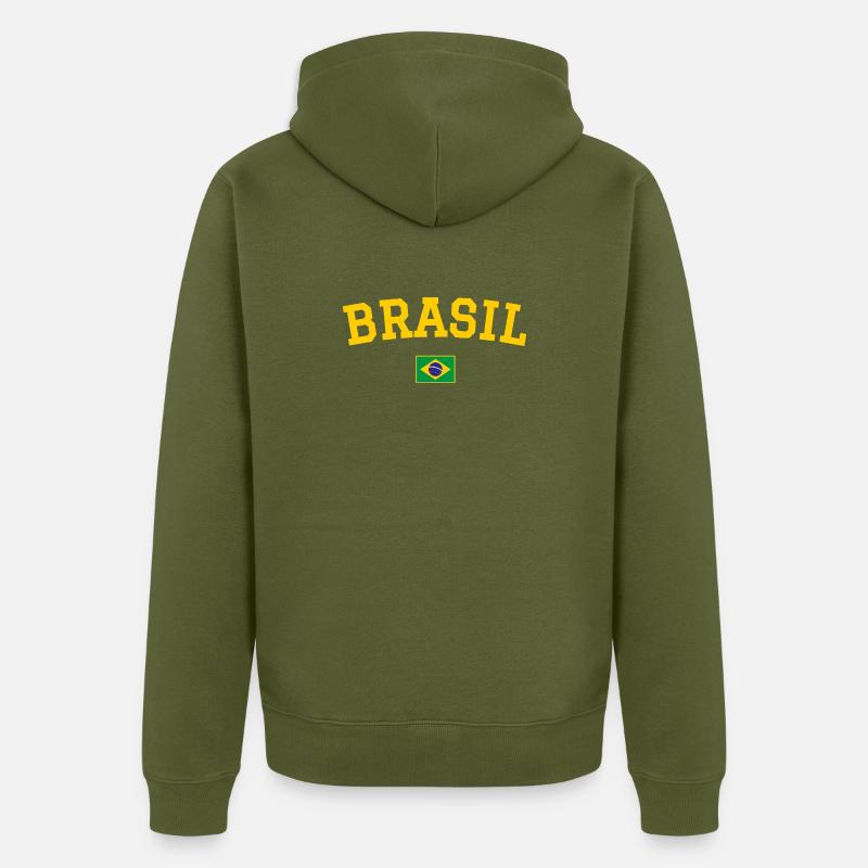 Drapeau du Brésil jaune - Veste à capuche bio Premium Unisexe - kaki