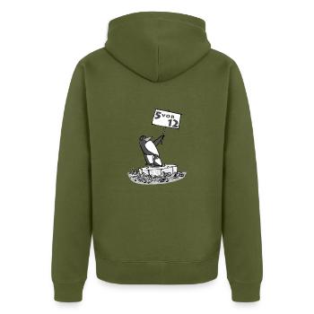 Pinguin - Unisex Premium Bio Zip Hoodie - Khaki - Hinten - Nico (187cm)