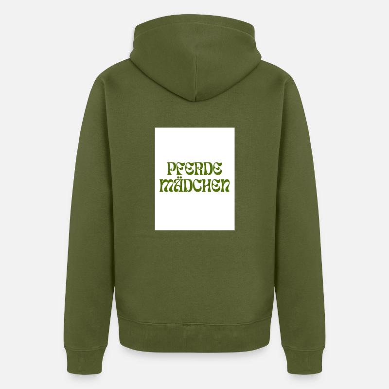 PFERDEMÄDCHEN Retro-Design - Unisex Premium Bio Zip Hoodie - Khaki