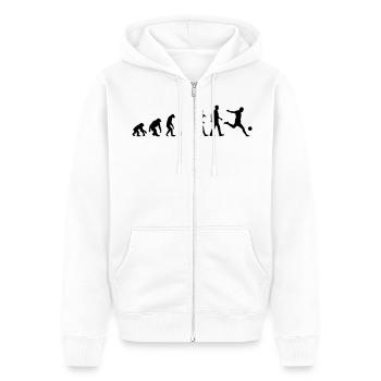 Evolution of Soccer - Unisex Premium Bio Zip Hoodie - Weiß - Vorne - Thijin (182cm) & Selfina (174cm)