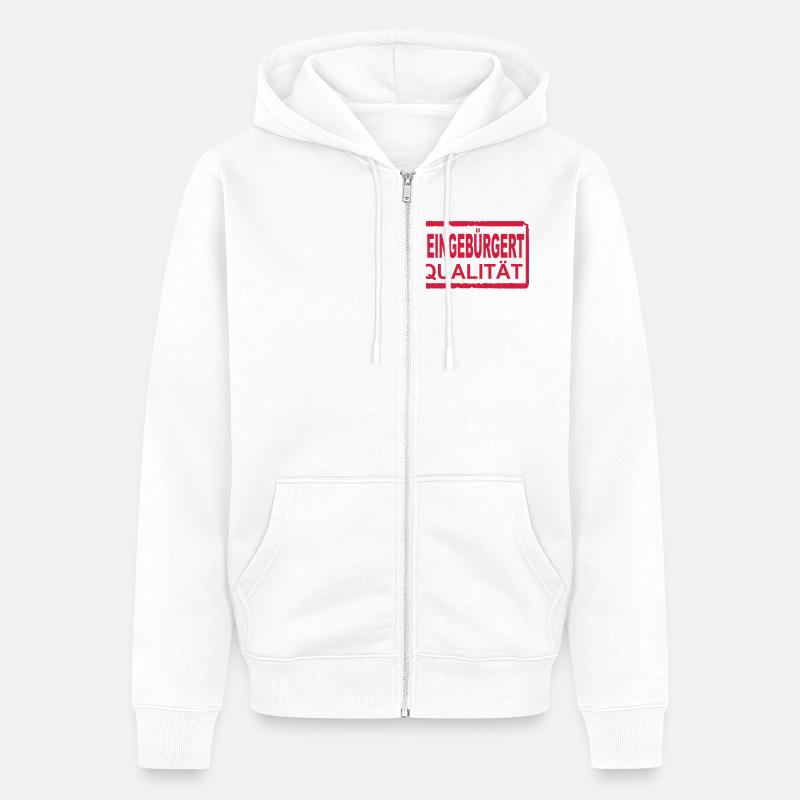 100% eingebürgert - Unisex Premium Bio Zip Hoodie - Weiß