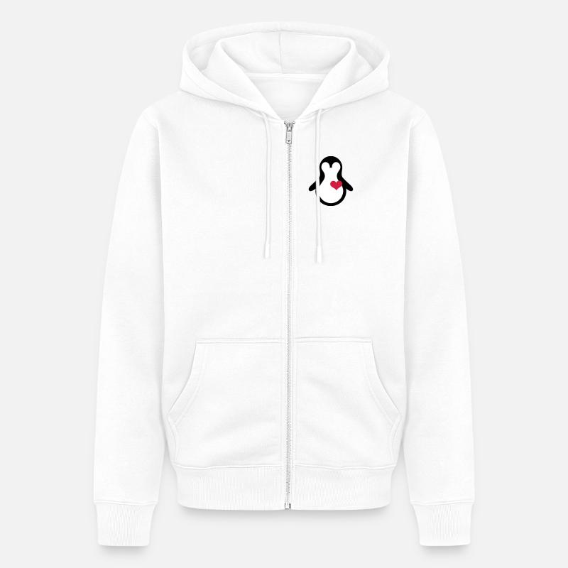 penguin with heart - Veste à capuche bio Premium Unisexe - blanc