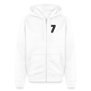 7 - Unisex Premium Organic Zip Hoodie - white - Front - Thijin (182cm) & Selfina (174cm)