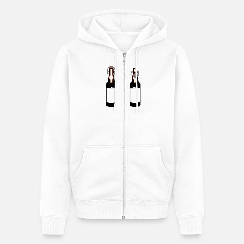 3 bouteilles de bière / 3 beer bottles (c, 3c) - Veste à capuche bio Premium Unisexe - blanc