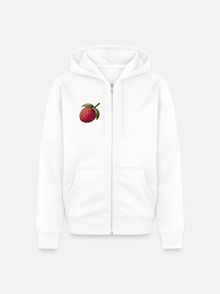 Bunte Litschi - Unisex Premium Bio Zip Hoodie - Weiß