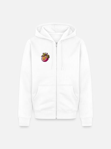 Lebendige Passionsblumenfrucht-Illustration - Unisex Premium Bio Zip Hoodie - Weiß