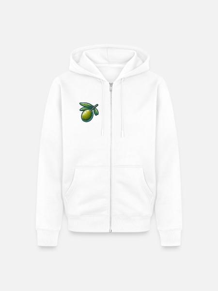 Olivenzweig-Muster für Naturkleidung - Unisex Premium Bio Zip Hoodie - Weiß