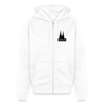 Cologne cathedral - Unisex Premium Organic Zip Hoodie - white - Front - Thijin (182cm) & Selfina (174cm)