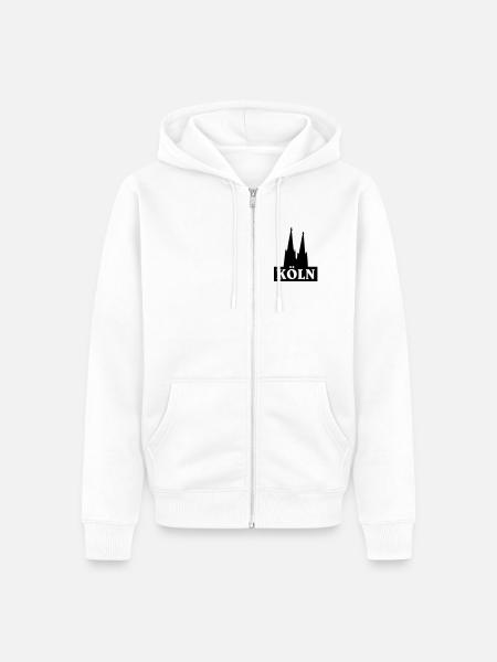 Köln Logo mit dem Kölner Dom - Unisex Premium Bio Zip Hoodie - Weiß