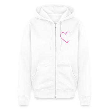 Herz offen - Unisex Premium Bio Zip Hoodie - Weiß - Vorne - Thijin (182cm) & Selfina (174cm)