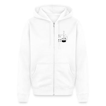 But first... French Press - Unisex Premium Organic Zip Hoodie - white - Front - Thijin (182cm) & Selfina (174cm)