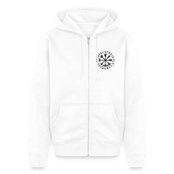Organischer Vegvísir: Wikingerkompass - Unisex Premium Bio Zip Hoodie - Weiß - Vorne - Thijin (182cm) & Selfina (174cm)