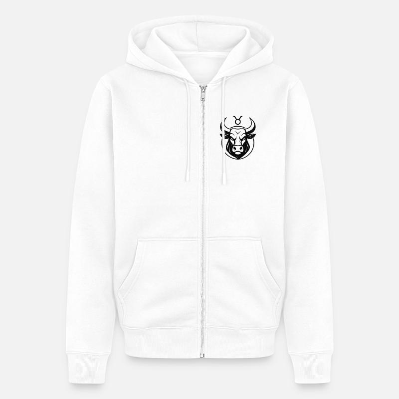 Signe du zodiaque Taureau - Veste à capuche bio Premium Unisexe - blanc