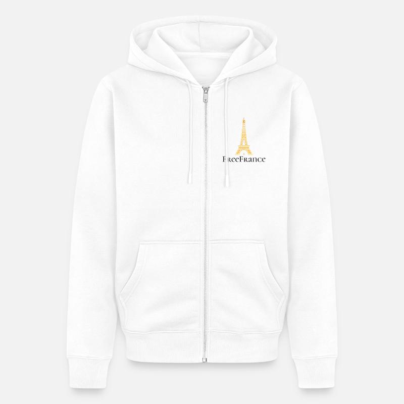 Tour Eiffel Dorée Élégance Design - Veste à capuche bio Premium Unisexe - blanc