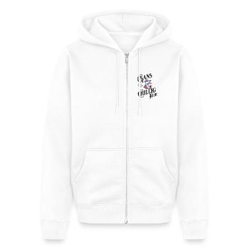 Gans Cool Streetwear  - Unisex Premium Bio Zip Hoodie - Weiß - Vorne - Thijin (182cm) & Selfina (174cm)