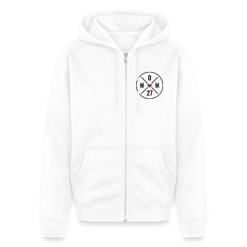 Mom 27 Herz - Unisex Premium Bio Zip Hoodie - Weiß - Vorne - Thijin (182cm) & Selfina (174cm)