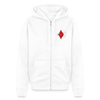 Retro Ocean Neon Manta - Unisex Premium Bio Zip Hoodie - Weiß - Vorne - Thijin (182cm) & Selfina (174cm)
