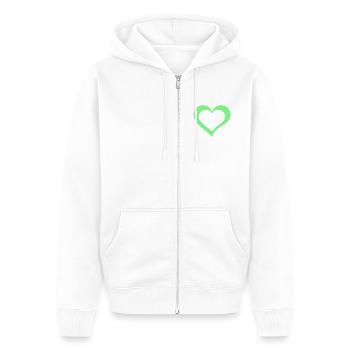 Herz - Unisex Premium Bio Zip Hoodie - Weiß - Vorne - Thijin (182cm) & Selfina (174cm)