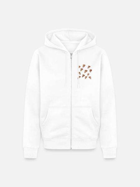 Pizza-Party - Unisex Premium Bio Zip Hoodie - Weiß