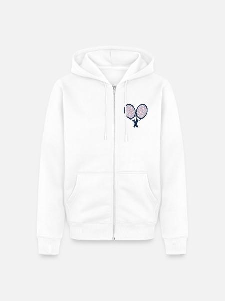 Tennisschläger - Tennis Paar - Unisex Premium Bio Zip Hoodie - Weiß