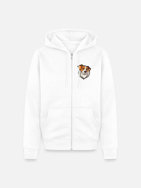 Beagle Smile Abzeichen-Grafik - Unisex Premium Bio Zip Hoodie - Weiß