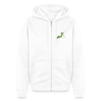 Hungry_Caterpillar - Unisex Premium Bio Zip Hoodie - Weiß - Vorne - Thijin (182cm) & Selfina (174cm)