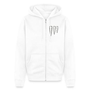Drei-Punkt-Stammessymbol - Unisex Premium Bio Zip Hoodie - Weiß - Vorne - Thijin (182cm) & Selfina (174cm)