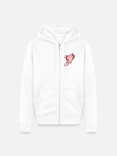 Niedlicher pinker Axolotl - Unisex Premium Bio Zip Hoodie - Weiß
