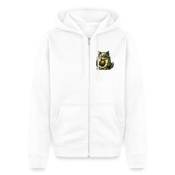 AvoCat-Kubismus-Version - Unisex Premium Bio Zip Hoodie - Weiß - Vorne - Thijin (182cm) & Selfina (174cm)