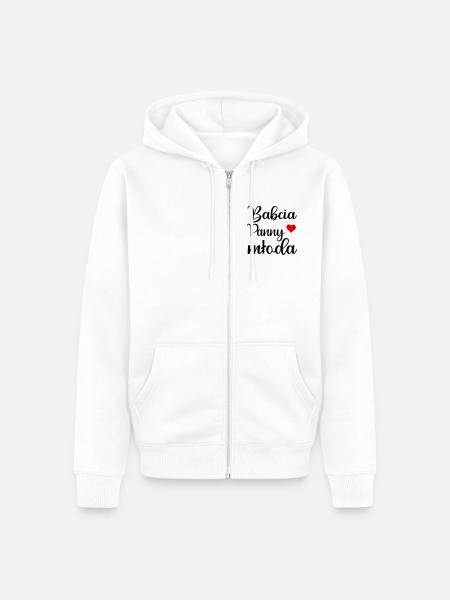 Polnische Großmutter, Braut - Unisex Premium Bio Zip Hoodie - Weiß