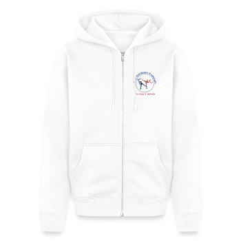 Logo Art Martiaux Français Modern - Veste à capuche bio Premium Unisexe - blanc - Devant - Thijin (182cm) & Selfina (174cm)