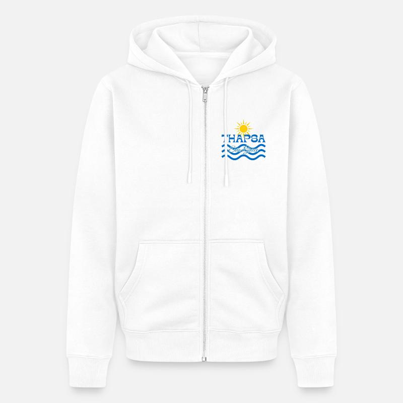 Thapsa Evia Grèce Vagues de soleil - Veste à capuche bio Premium Unisexe - blanc