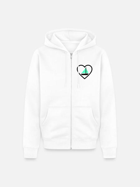 Cuore Vela – Passione Navigazione - Unisex Premium Organic Zip Hoodie - white