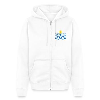Develiki Sunrise Waves Emblem - Unisex Premium Organic Zip Hoodie - white - Front - Thijin (182cm) & Selfina (174cm)