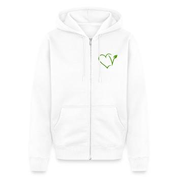Cœur végétalien - Veste à capuche bio Premium Unisexe - blanc - Devant - Thijin (182cm) & Selfina (174cm)