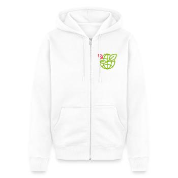 Pensée verte - Veste à capuche bio Premium Unisexe - blanc - Devant - Thijin (182cm) & Selfina (174cm)