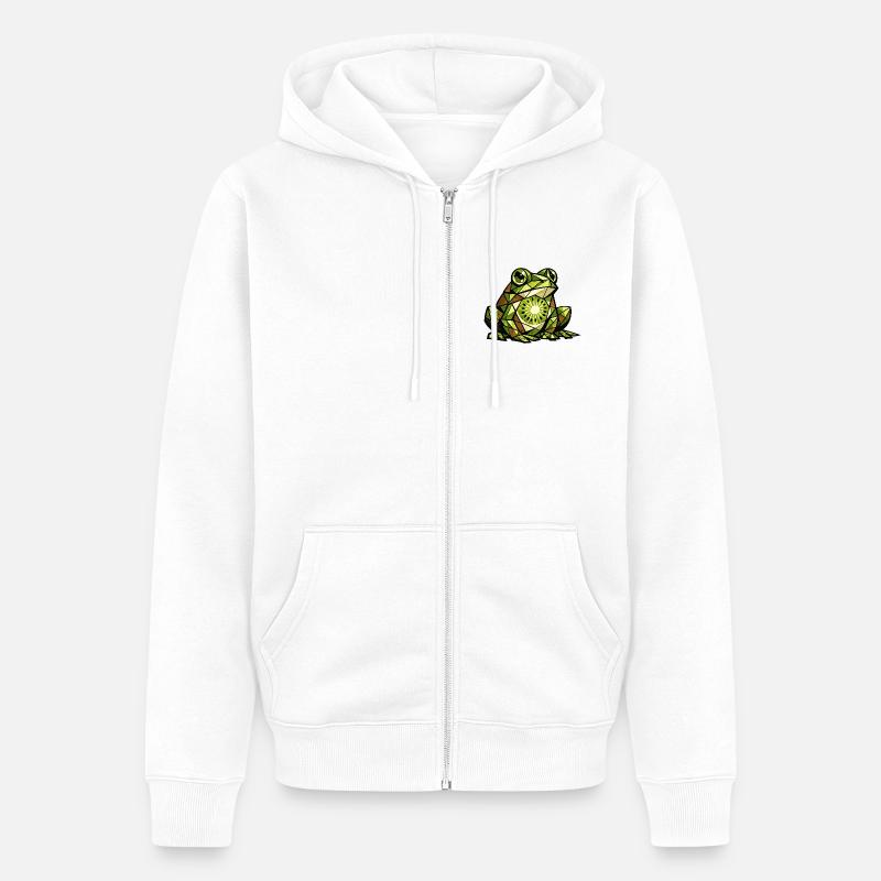 Version cubisme de grenouille kiwi - Veste à capuche bio Premium Unisexe - blanc